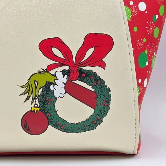 Loungefly Dr. Seuss How The Grinch Stole Christmas! Trio Tree Red Satchel Bag - Picture 7 of 8